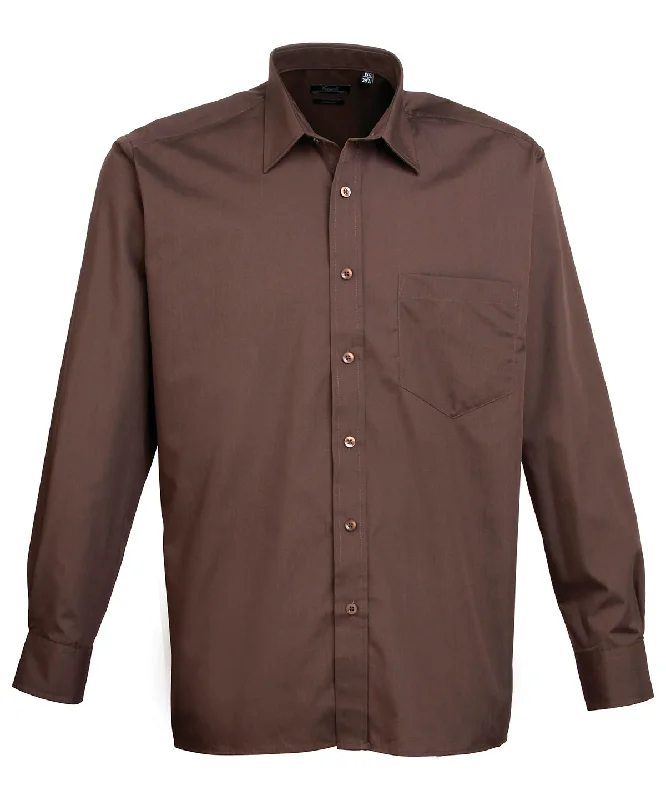 Brown - Long sleeve poplin shirt