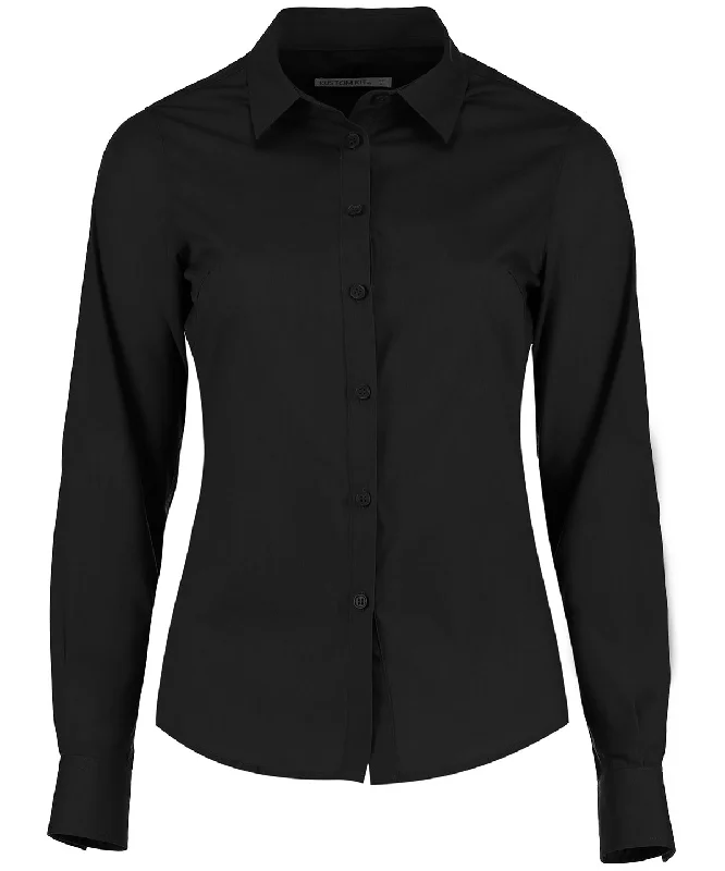 Black - Women's poplin shirt long sleeve