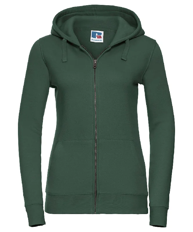 Bottle Green - Women's authentic zipped hooded sweatshirt