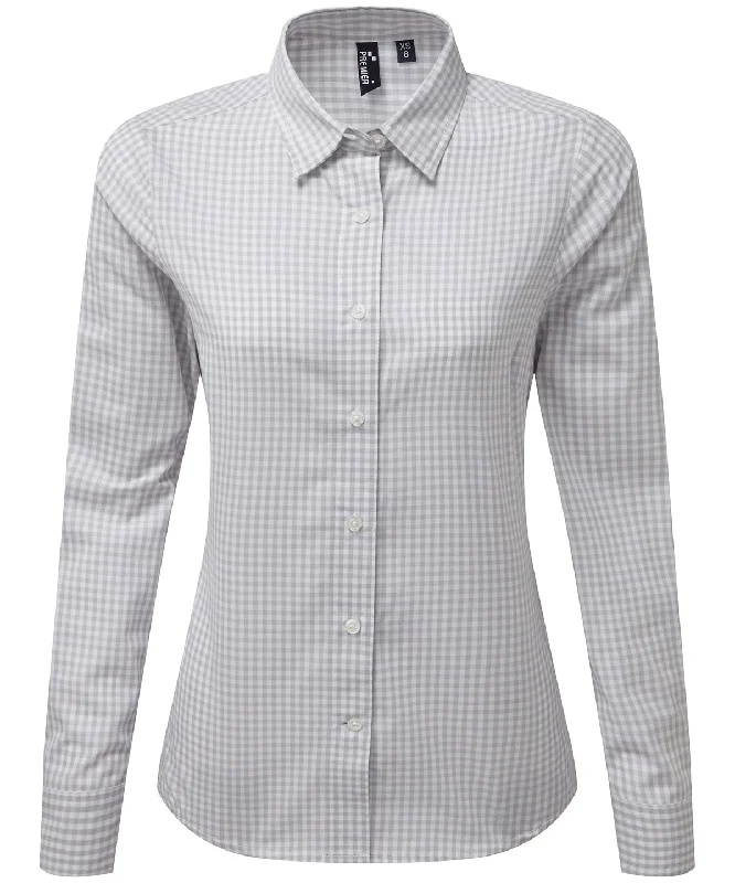 Silver/White - Women's Maxton check long sleeve shirt