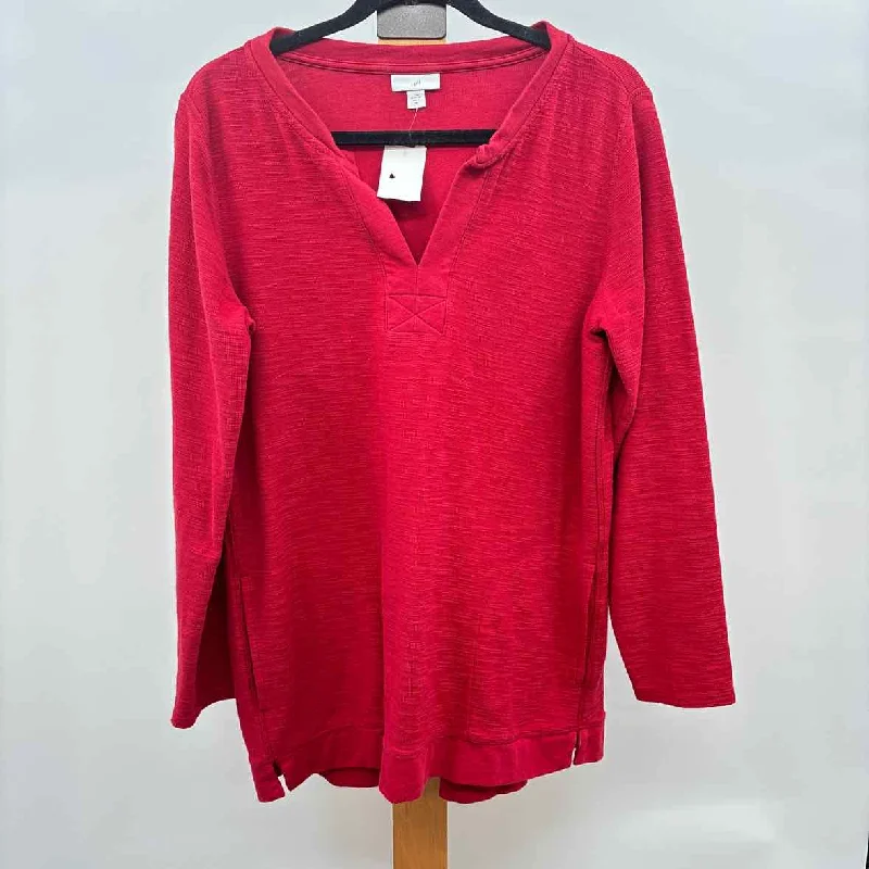 JJill Women's Size M Red Solid Long Sleeve Shirt