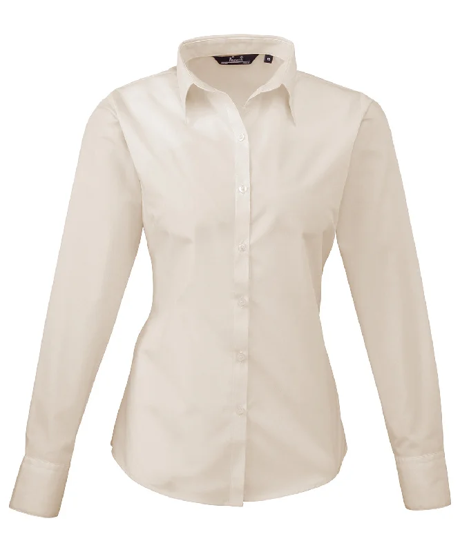 Natural - Women's poplin long sleeve blouse