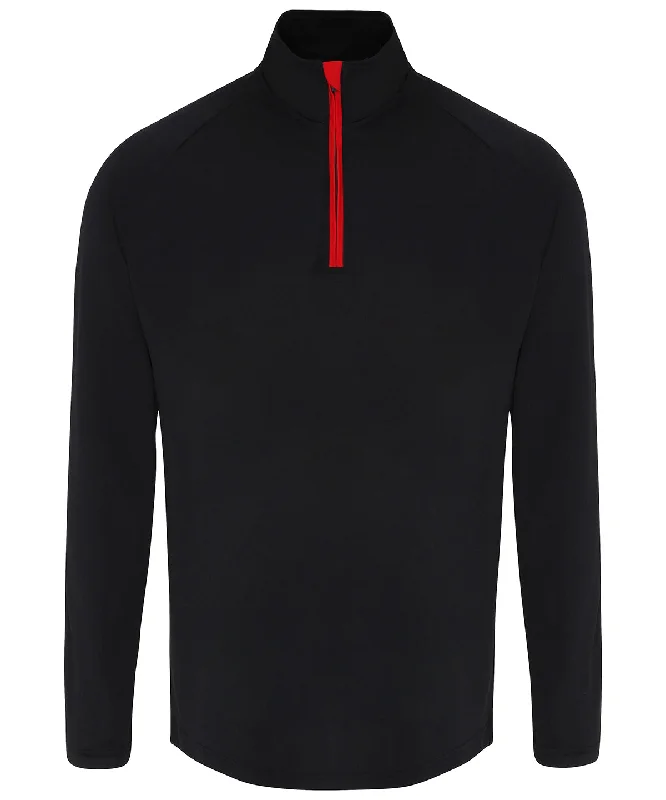 Black/Red - TriDri® long sleeve performance ¼ zip