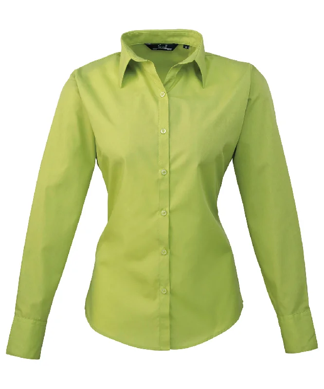 Lime* - Women's poplin long sleeve blouse