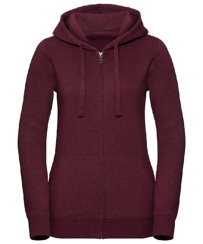 Burgundy Melange - Women's authentic melange zipped hood sweatshirt