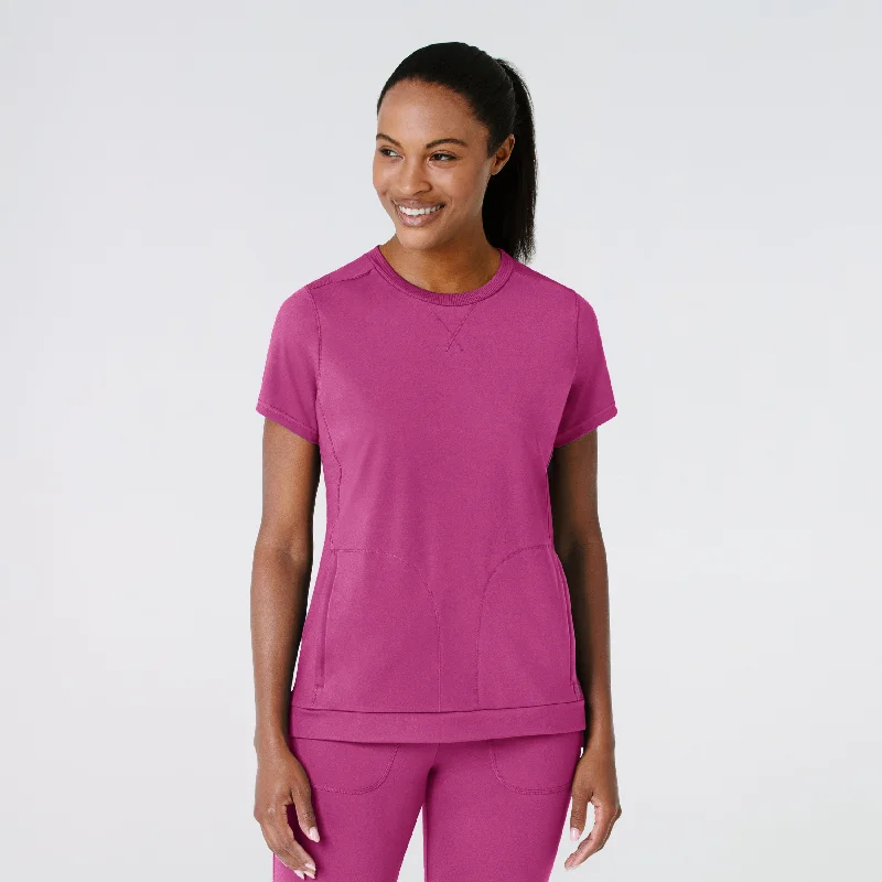 RENEW Knit Women's Flex-n-Reach Crew Neck Scrub Top - Raspberry