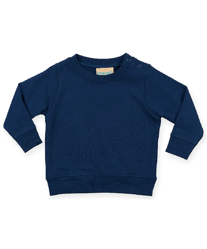 Navy - Crew neck sweatshirt with shoulder poppers