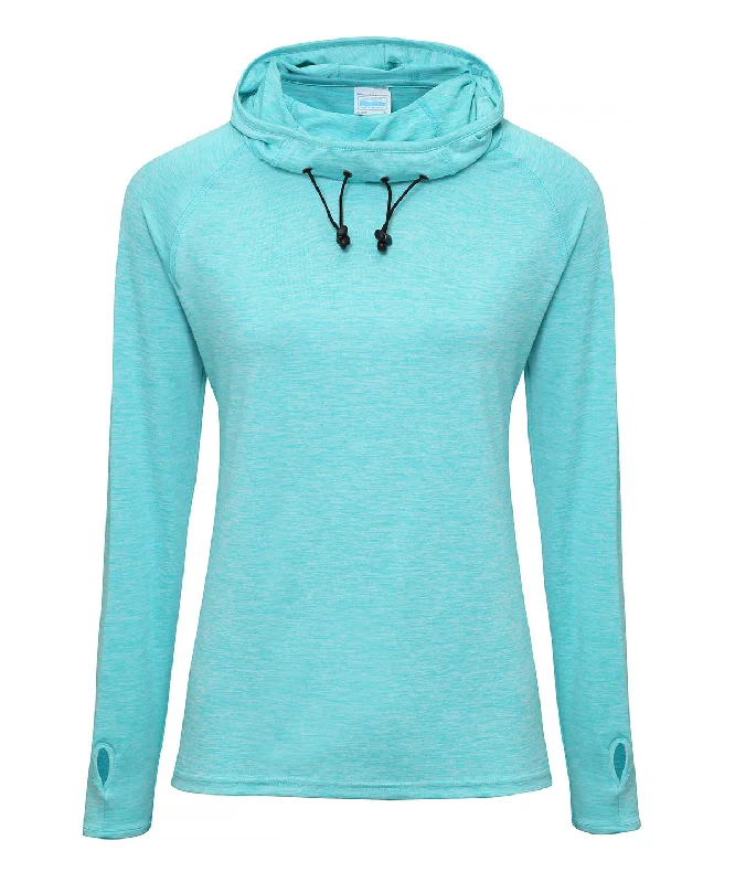 Ocean Blue Melange - Women's cool cowl neck top