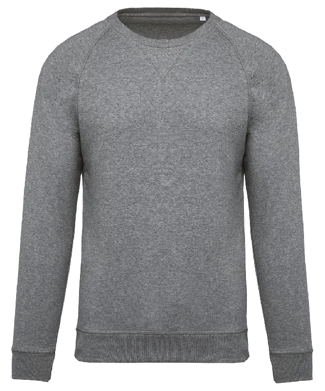 Grey Heather - Men's organic cotton crew neck raglan sleeve sweatshirt