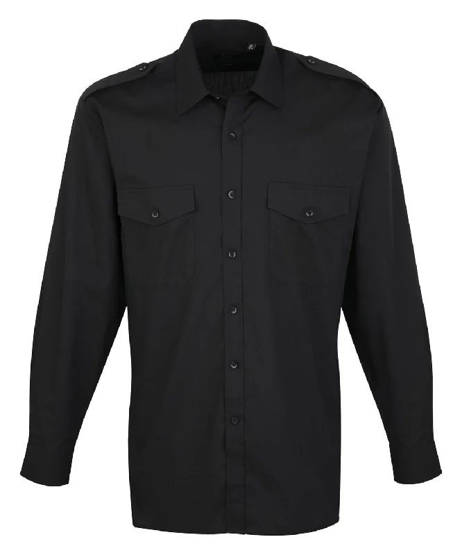 Black - Long sleeve pilot shirt