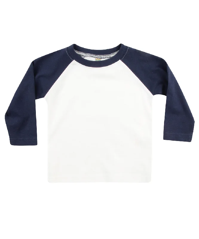 White/Navy - Long sleeve baseball t-shirt