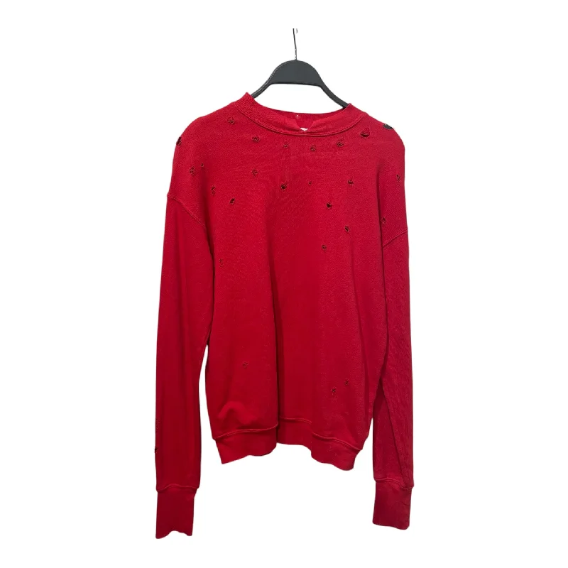 Helmut Lang/Sweatshirt/S/Cotton/RED/HOLES DETAILS