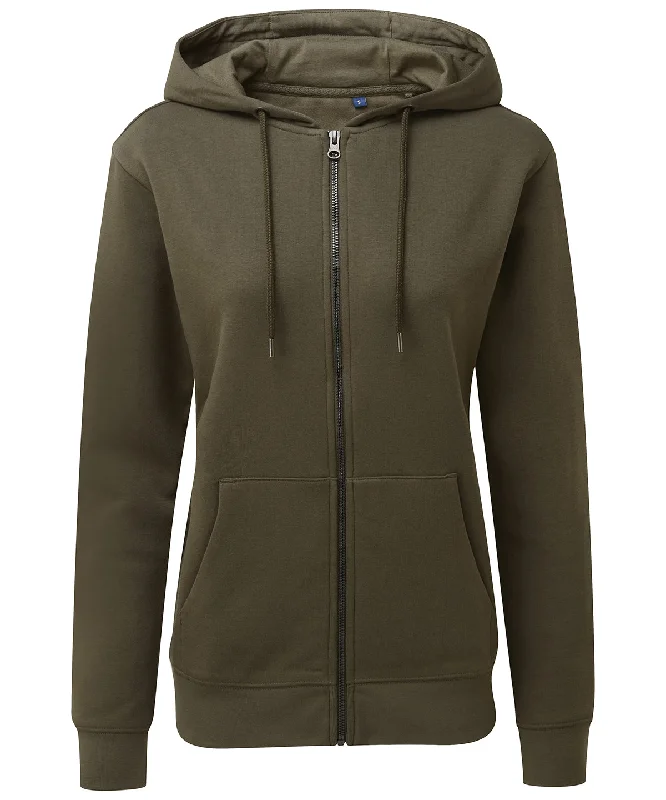 Olive - Women's zip-through organic hoodie