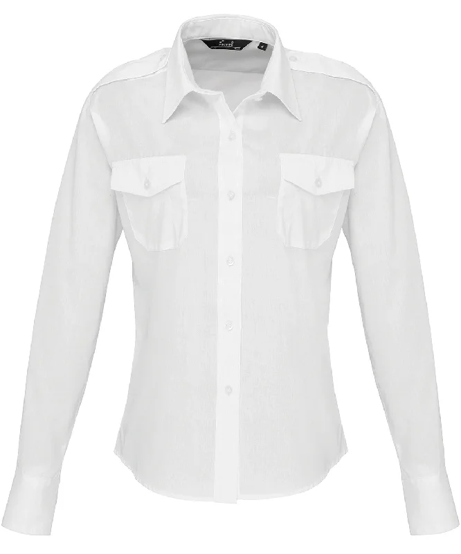 White - Women's long sleeve pilot shirt