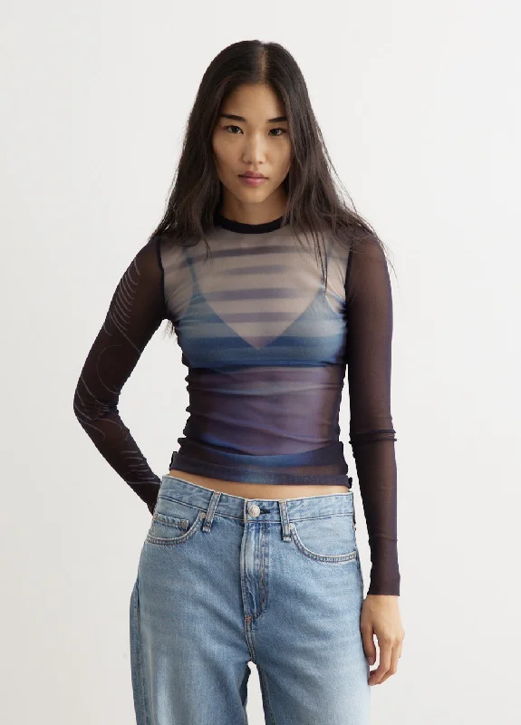 Mesh Crew Neck Top