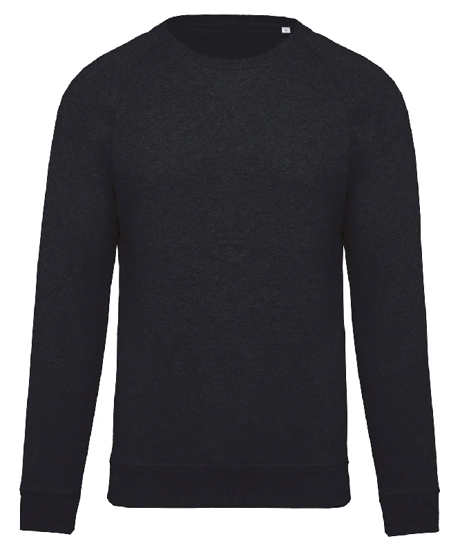 French Navy Heather - Men's organic cotton crew neck raglan sleeve sweatshirt