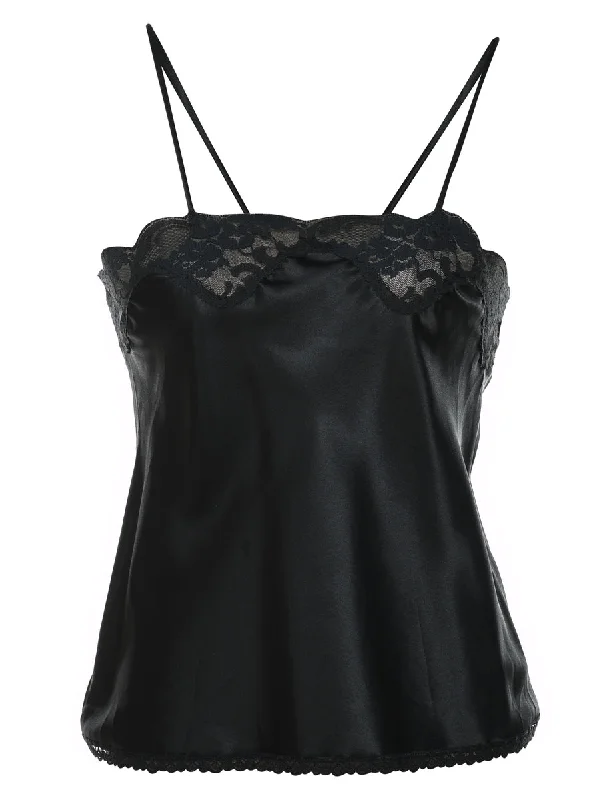 Black Lace Trim Camisole - S