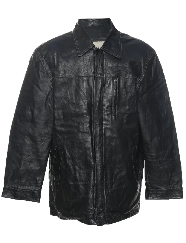 Black Leather Jacket - L