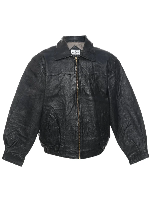 Black Leather Jacket - XL