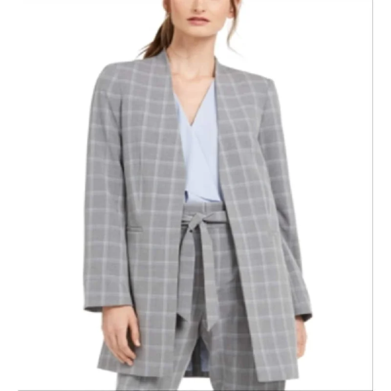 Calvin Klein Women's Windowpane Topper Jacket Gray Size 0