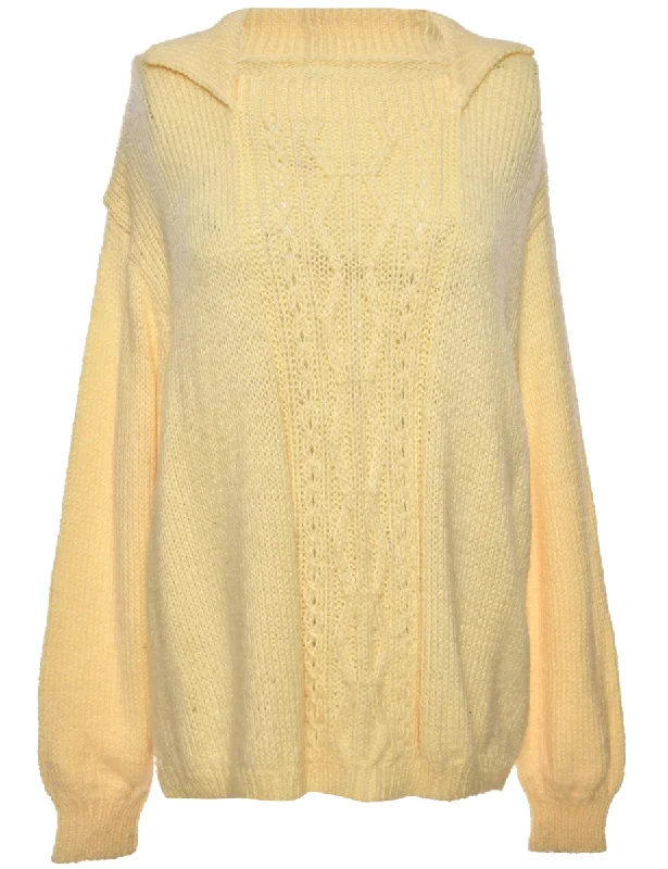 Hand Knitted Cream Jumper - L