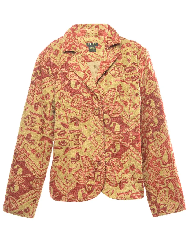 Maroon & Light Green Tapestry Jacket - XL