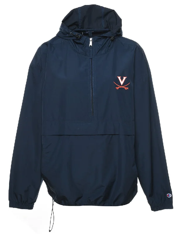 Quarter-Zip Navy Nylon Jacket - L