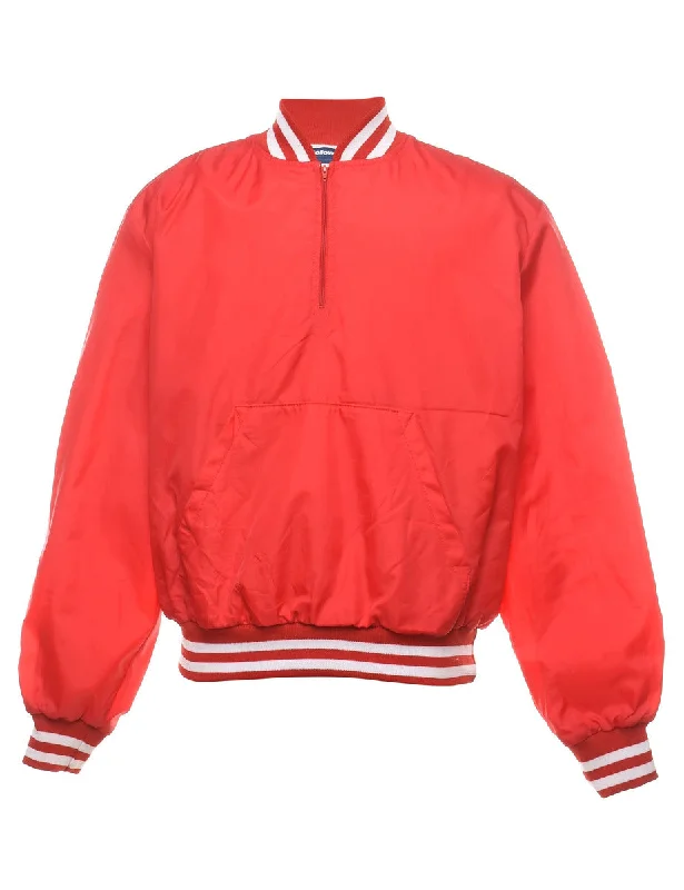 Red & White Zip-Front Bomber Jacket - L