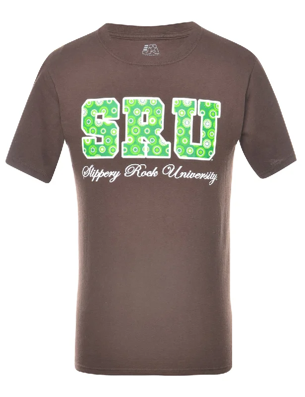 SRU Brown & Green Printed T-shirt - S