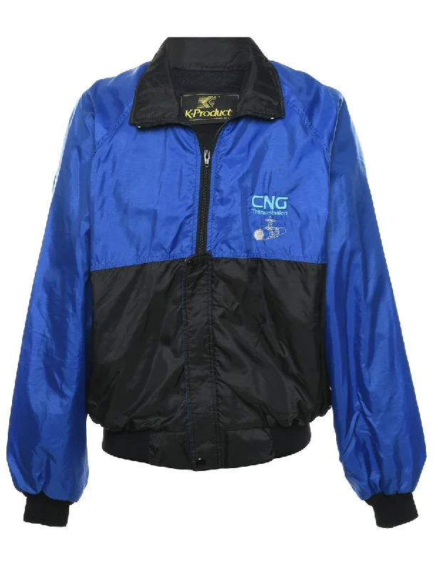 Two-Tone Blue & Black Embroidered Nylon Jacket - XL