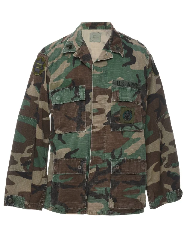 U.S Army Woodland Camouflage Print Military Jacket - M