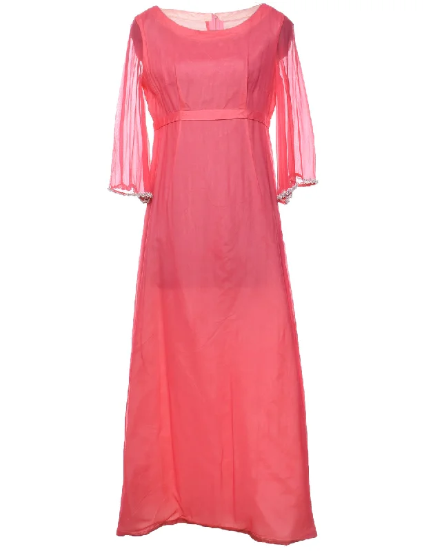 Salmon Pink Evening Dress - M