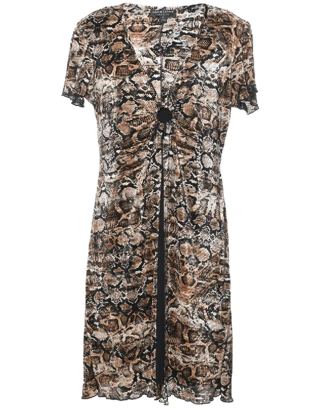 Snakeskin Print Dress - L