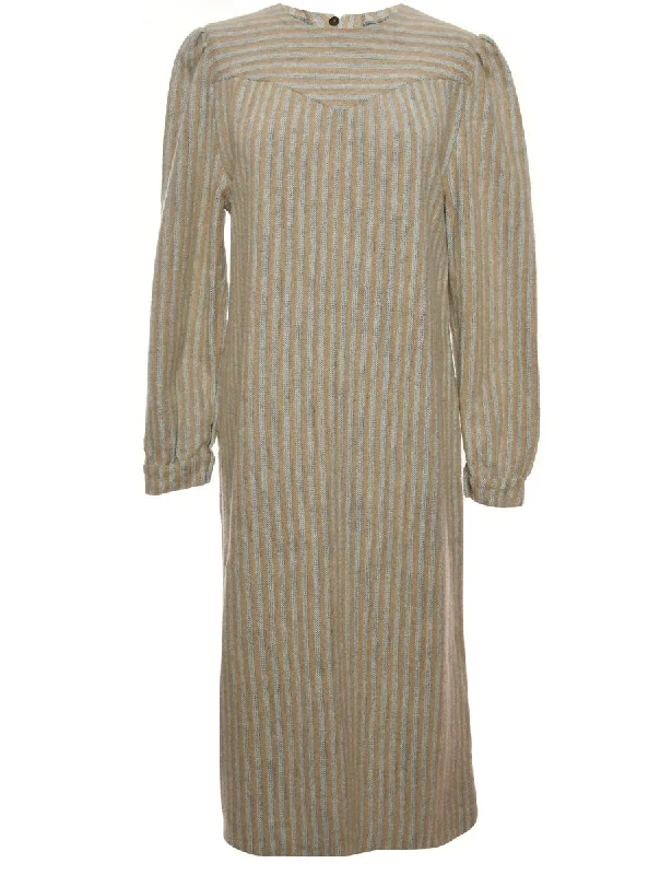 Striped Vintage Winter Dress - M