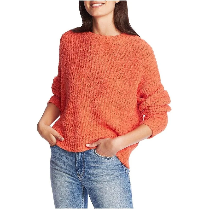 1.STATE Women's Mock Neck Terry Yarn Sweater Papaya Med Orange Size X-Small