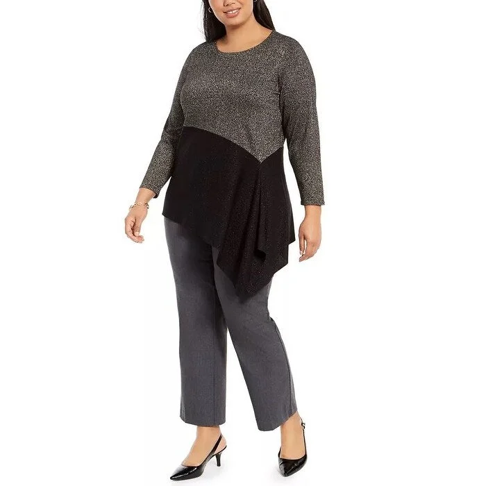 Alfani Women's Plus Size Asymmetrical Sweater Black Size 3X