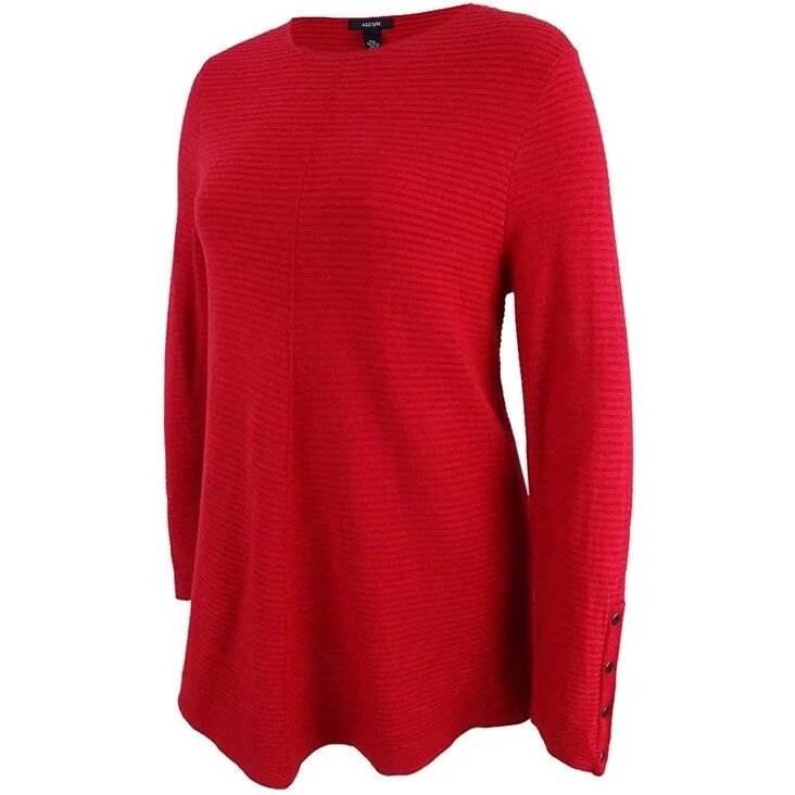 Alfani Women's Ribbed Snap-Detail Sweater Red Size X-Large