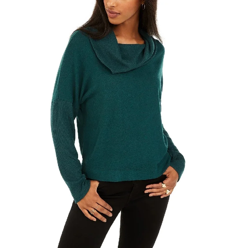 BCX Junior's Textured Cowlneck Sweater Green Size X-Large