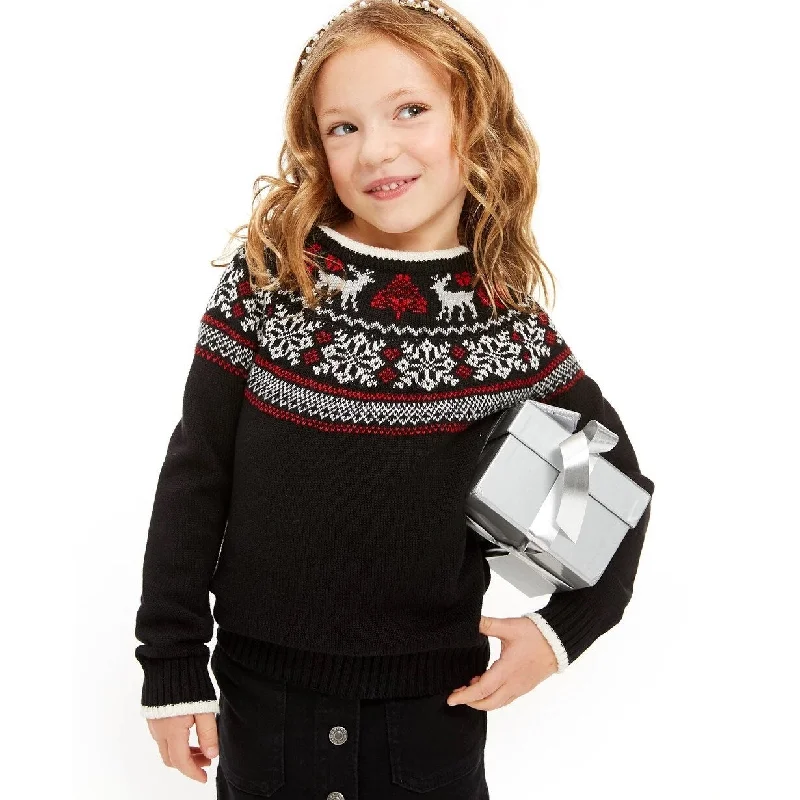 Charter Club Little Girls Fair Isle Family Sweater Black Size 3T