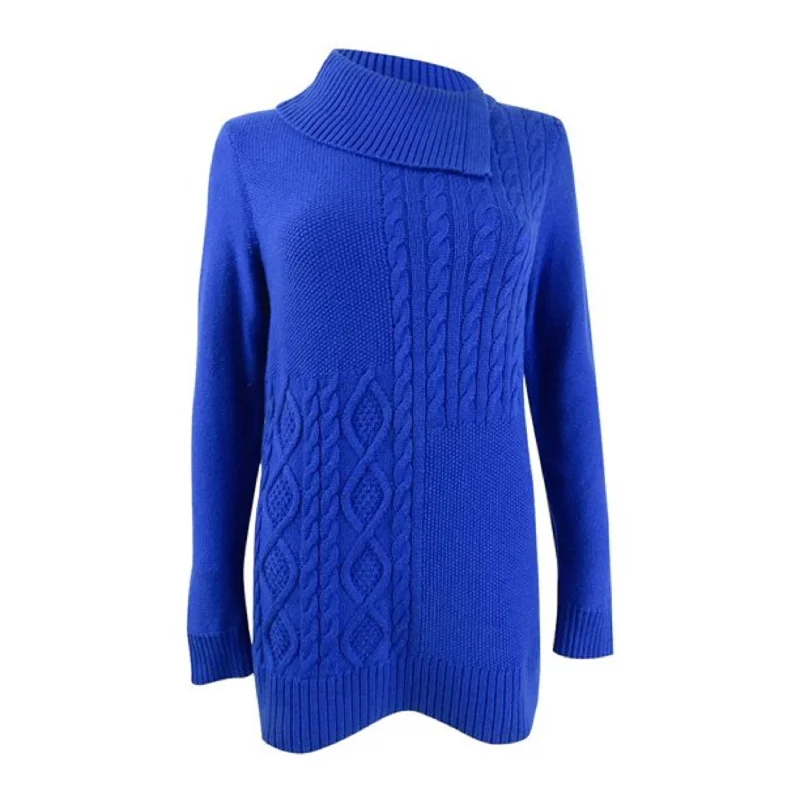 Charter Club Women's Asymmetrical-Collar Sweater Blue Size XXL - XX-Large