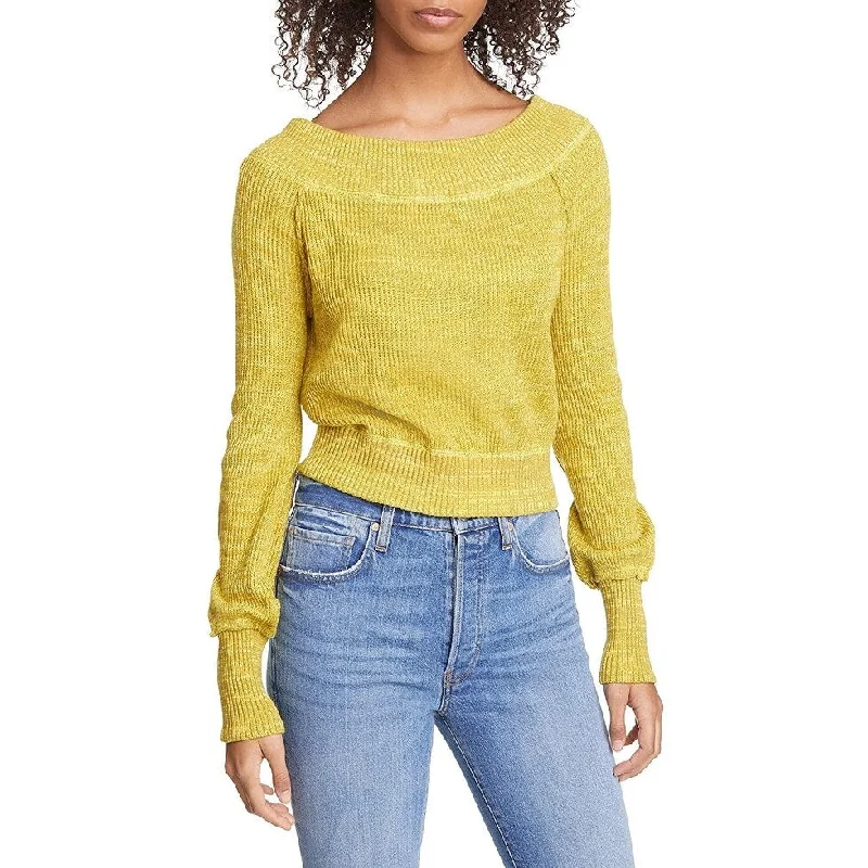 Free People Women's Sugar Rush Off The Shoulder Sweater Yellow Size Small