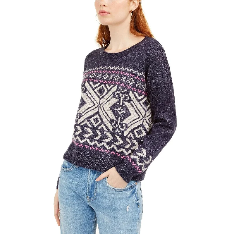 Hippie Rose Juniors' Fair Isle Sweater Dark Blue Size Small