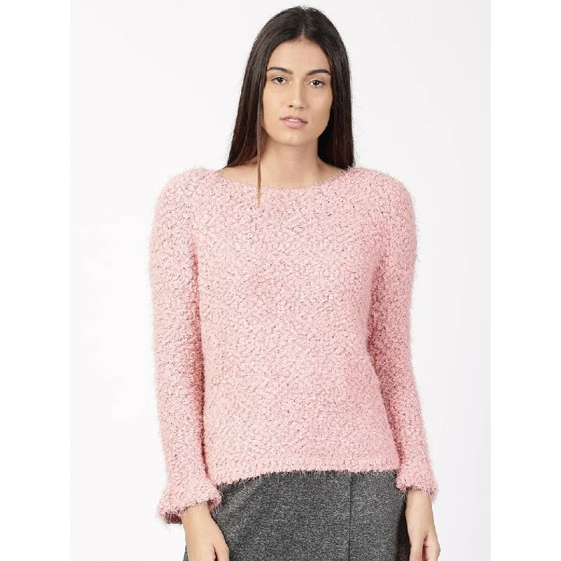 Hippie Rose Juniors' Textured High-Low Sweater Pink Size Extra Small