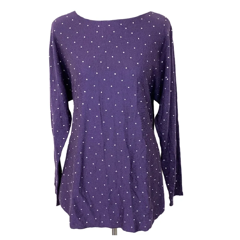 INC International Concepts Women's Embellished Shirttail Sweater Purple Size X-Large