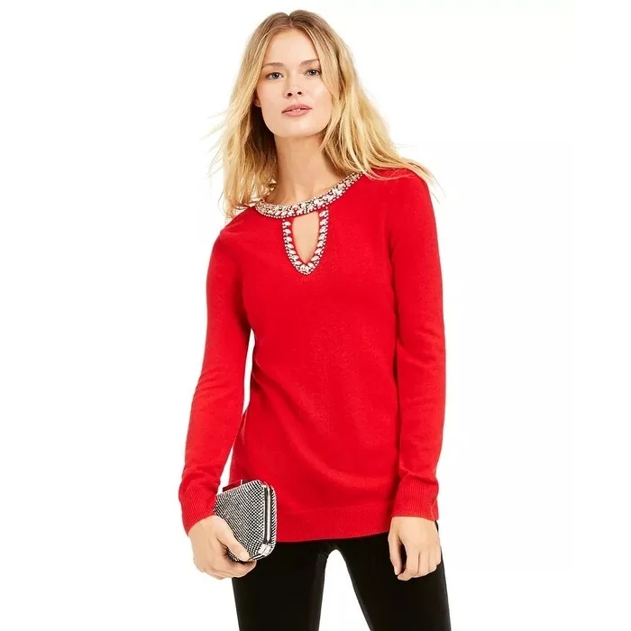 INC International Concepts Women's Keyhole Sweater Red Size L - Large