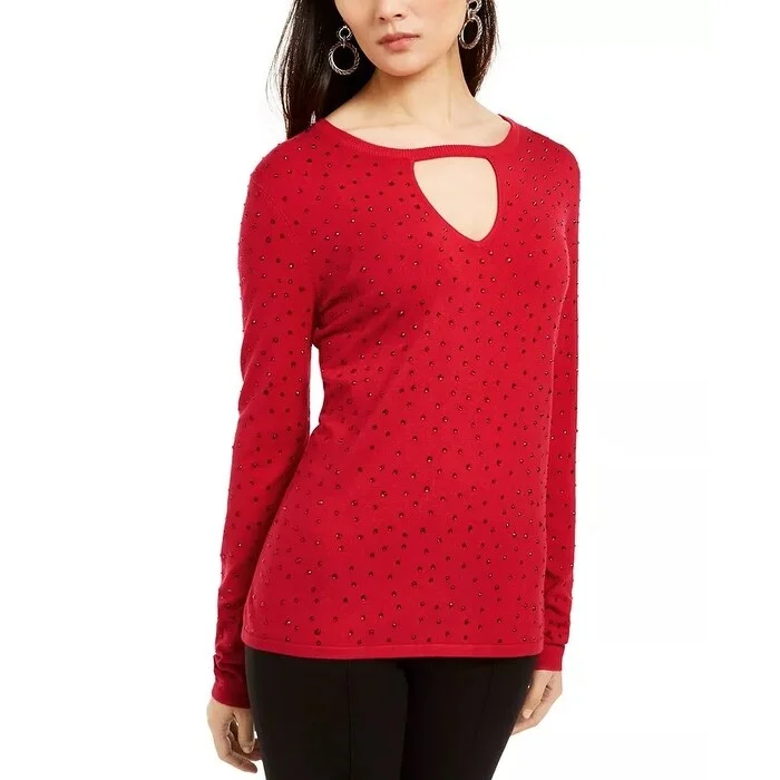 INC International Concepts Women's Keyhole Sweater Red Size XS - X-Small