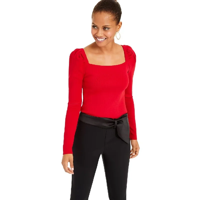 INC International Concepts Women's Puff-Sleeve Sweater Red Size Large