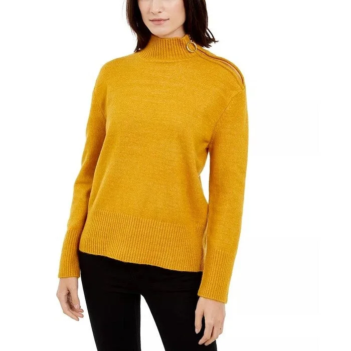 INC International Concepts Women's Side Zip-Up Sweater Yellow Size XX-Large