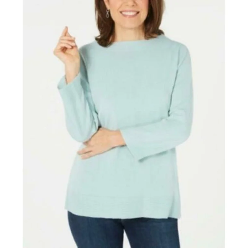 Karen Scott Women's Bateau-Neck Long-Sleeve Sweater Blue Size Extra Large - X-Large