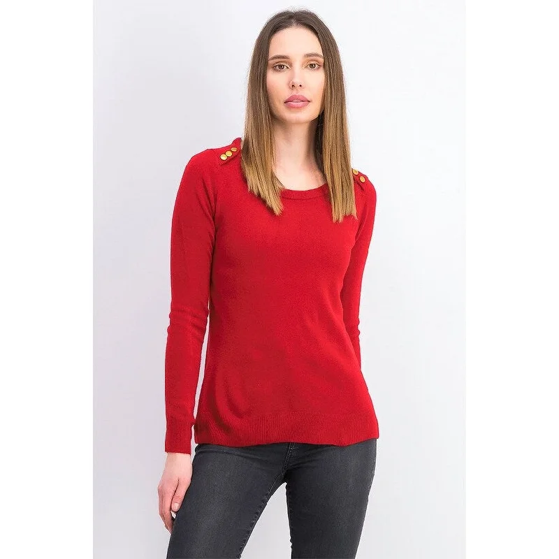 Karen Scott Women's Button-Shoulder Sweater Red Size Petite Medium - Petite Medium